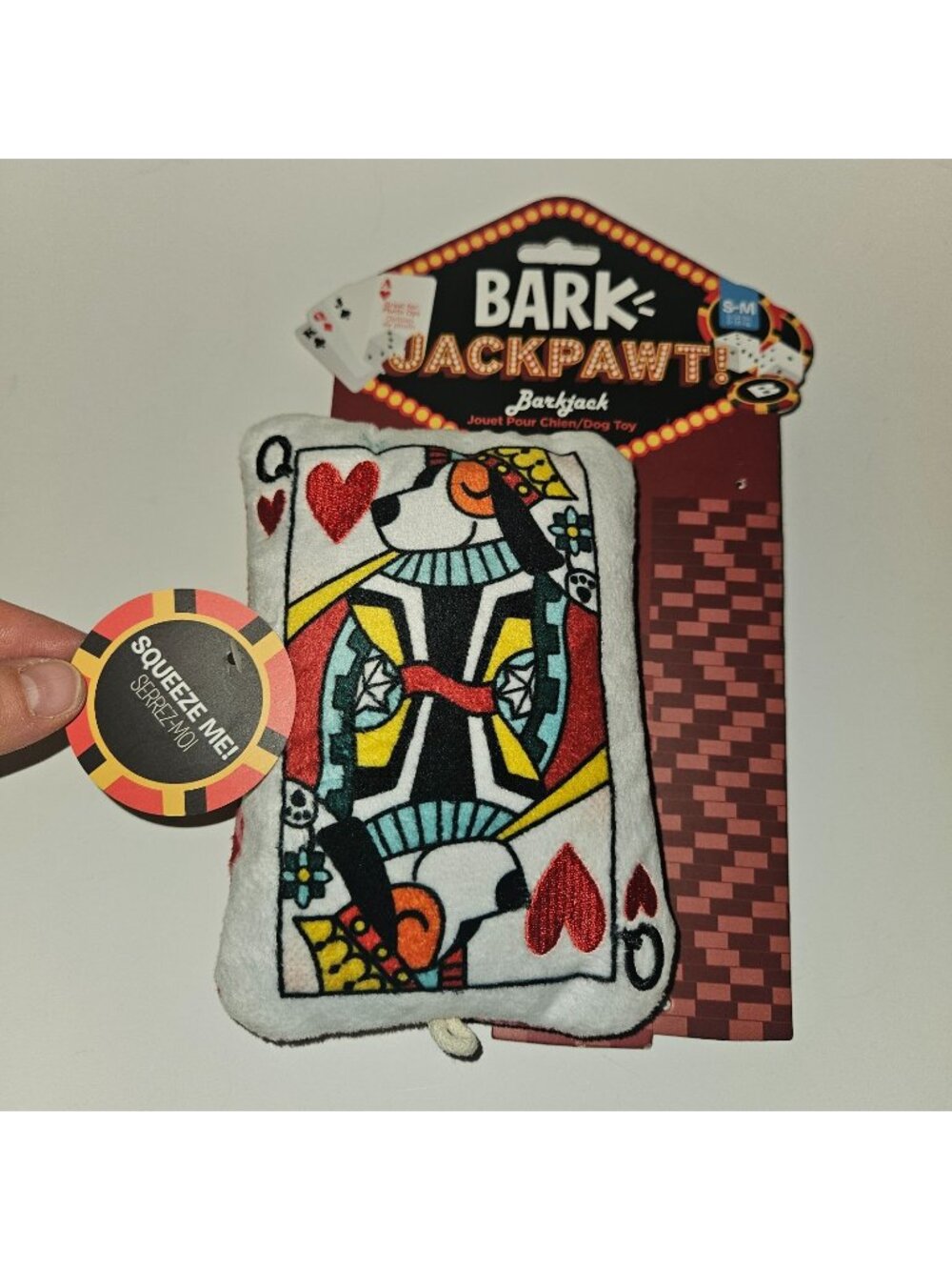 NEW Bark Box Jackpawt QUEEN HEARTS CARD ONLY Dog Toy S-M Barkjack Squeak Crinkle